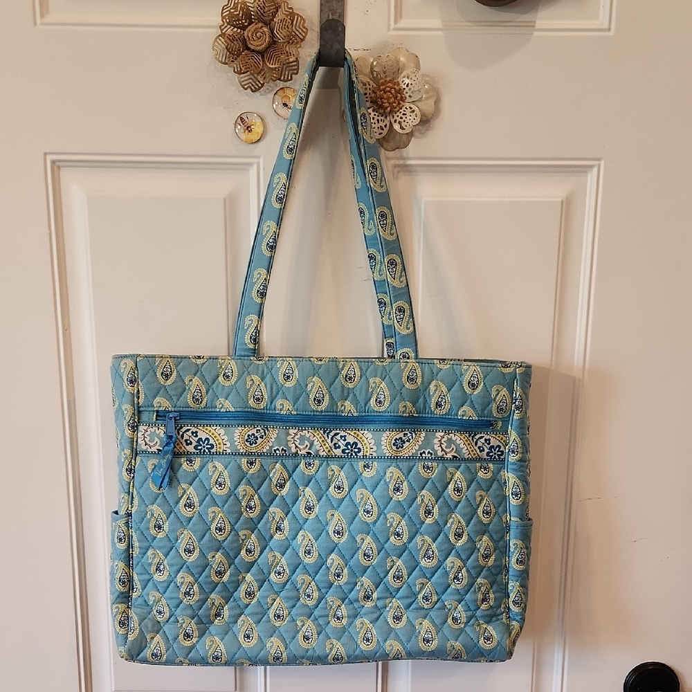 Blue Quilted Tote Bag